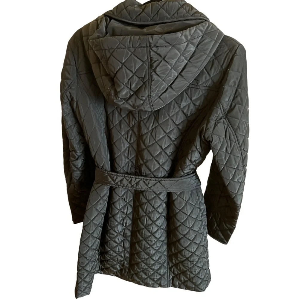 Michael Kors Women’s Quilted Belted Coat Black  size L